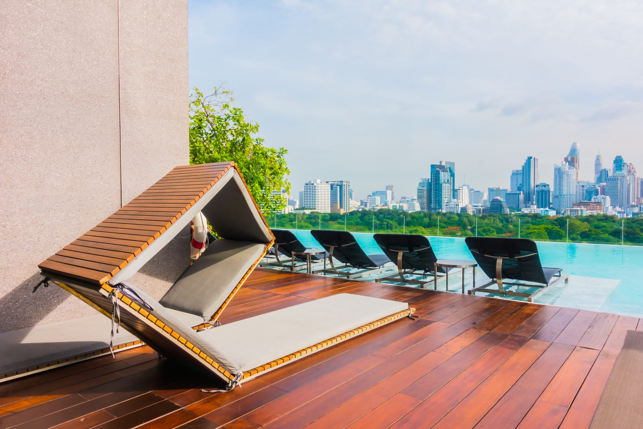 Outdoor pool deck installation